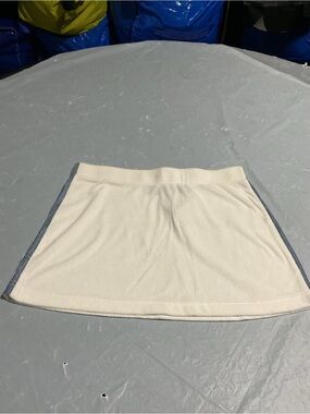 Cream Mini Skirt with Blue Trim - Women